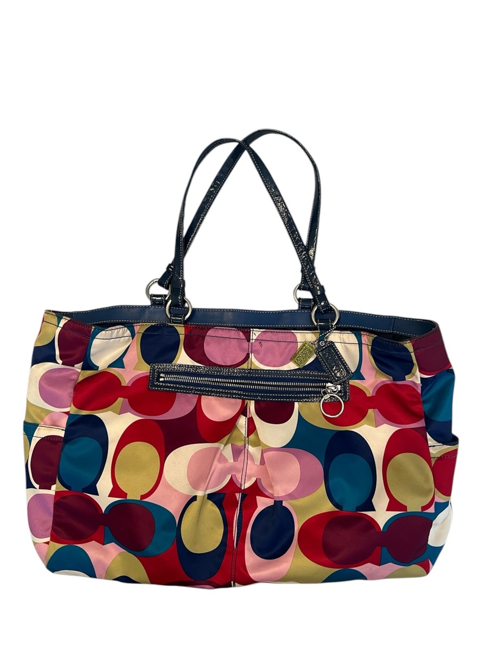 Coach signature Toto tote blue trim clean inside minimal signs of wear outside - Picture 1 of 15